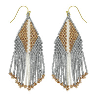 WESTERN NATIVE AMERICAN BEAD FRINGE EARRINGS