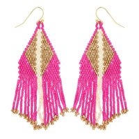 WESTERN NATIVE AMERICAN BEAD FRINGE EARRINGS