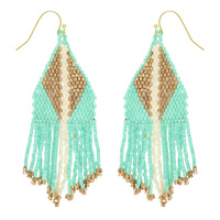 WESTERN NATIVE AMERICAN BEAD FRINGE EARRINGS