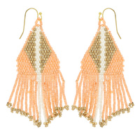 WESTERN NATIVE AMERICAN BEAD FRINGE EARRINGS