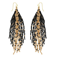 WESTERN NATIVE AMERICAN BEAD FRINGE EARRINGS