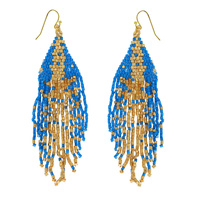 WESTERN NATIVE AMERICAN BEAD FRINGE EARRINGS