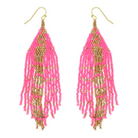 WESTERN NATIVE AMERICAN BEAD FRINGE EARRINGS