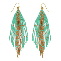 WESTERN NATIVE AMERICAN BEAD FRINGE EARRINGS