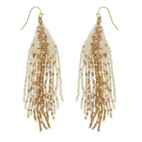 WESTERN NATIVE AMERICAN BEAD FRINGE EARRINGS