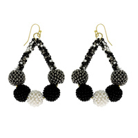 OPEN TEARDROP SEED BEAD PAVE BALL EARRINGS