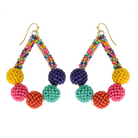 OPEN TEARDROP SEED BEAD PAVE BALL EARRINGS