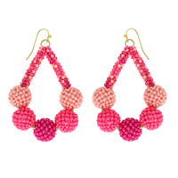 OPEN TEARDROP SEED BEAD PAVE BALL EARRINGS