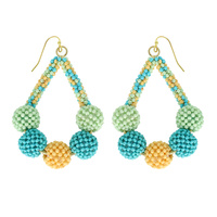 OPEN TEARDROP SEED BEAD PAVE BALL EARRINGS