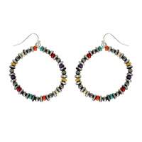 WESTERN NAVAJO MULTI BEAD HOOP EARRINGS