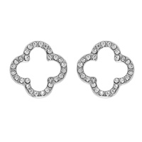 FASHION RHINESTONE PAVE QUATREFOIL POST EARRINGS