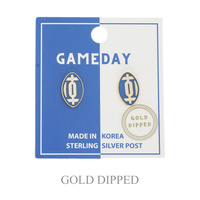 SPORTS GAME DAY FOOTBALL STUD EARRINGS IN WHITE AND YELLOW GOLD PLATING STERLING SILVER POST