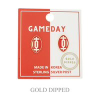 SPORTS GAME DAY FOOTBALL STUD EARRINGS IN WHITE AND YELLOW GOLD PLATING STERLING SILVER POST