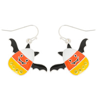 HALLOWEEN CANDY CORN BAT RHINESTONE EARRINGS