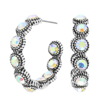 WESTERN MULTICOLORED CRYSTAL HOOP EARRINGS