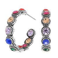 WESTERN MULTICOLORED CRYSTAL HOOP EARRINGS