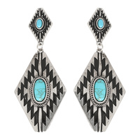 WESTERN DIAMOND SHAPED CONCHO POST EARRINGS