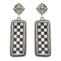 WESTERN EPOXY CHECKERBOARD BAR POST EARRINGS