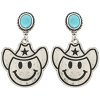 WESTERN SMILEY FACE TURQUOISE EARRINGS