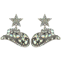 WESTERN CRYSTAL RHINESTONE COWBOY HAT EARRINGS