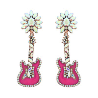 WESTERN CRYSTAL ENAMEL GUITAR EARRING