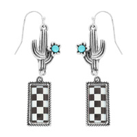 WESTERN THEME CHECKERBOARD BAR POST EARRINGS