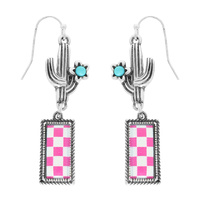 WESTERN THEME CHECKERBOARD BAR POST EARRINGS