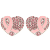 BREAST CANCER AWARENESS RIBBON HEART EARRINGS