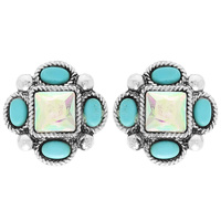 WESTERN JEWELED RHOMBUS POST EARRINGS