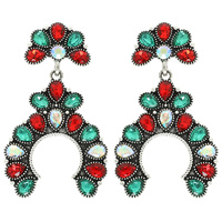 WESTERN CRYSTAL SQUASH BLOSSOM CONCHO EARRINGS