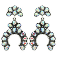 WESTERN CRYSTAL SQUASH BLOSSOM CONCHO EARRINGS