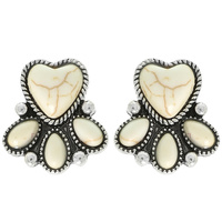 WESTERN SEMI PRECIOUS STONE HEART EARRINGS