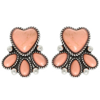 WESTERN SEMI PRECIOUS STONE HEART EARRINGS