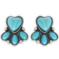 WESTERN SEMI PRECIOUS STONE HEART EARRINGS