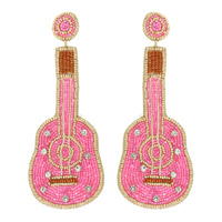 WESTERN PINK ACOUSTIC GUITAR EARRINGS