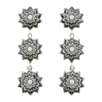 WESTERN CRYSTAL EMBELLISHED LINEAR FLOWER EARRINGS