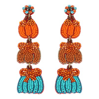 FALL THEME SEED BEAD PUMPKIN EARRINGS