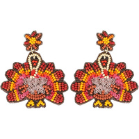 THANKSGIVING TURKEY SEED BEAD POST EARRINGS