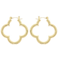 POLISHED QUATREFOIL CLOVER HOOP EARRINGS