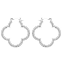 POLISHED QUATREFOIL CLOVER HOOP EARRINGS