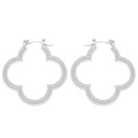 MARCASITE QUATREFOIL CLOVER HOOP EARRINGS