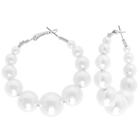 CLASSIC BRIDAL BEADED PEARL HOOP EARRINGS