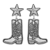 WESTERN FLORAL COWBOY BOOT EARRINGS