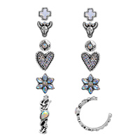 6-PAIR WESTERN THEME ASSORTED EARRING SET