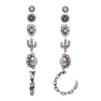 6-PAIR WESTERN THEME ASSORTED EARRING SET