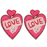 HEART "LOVE" BEAD EMBELLISHED EARRINGS