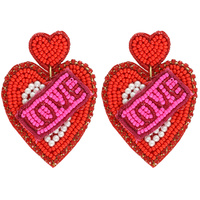 HEART "LOVE" BEAD EMBELLISHED EARRINGS