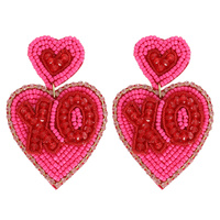 HEART "XO" BEAD EMBELLISHED EARRINGS