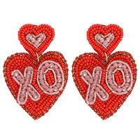 HEART "XO" BEAD EMBELLISHED EARRINGS