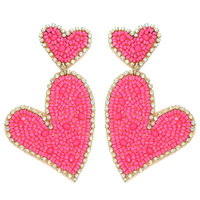 HEART CRYSTAL BEAD EMBELLISHED POST EARRINGS